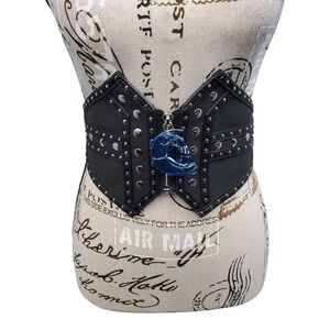 Killstar Black Studded Belt with Moon Charm Zipper